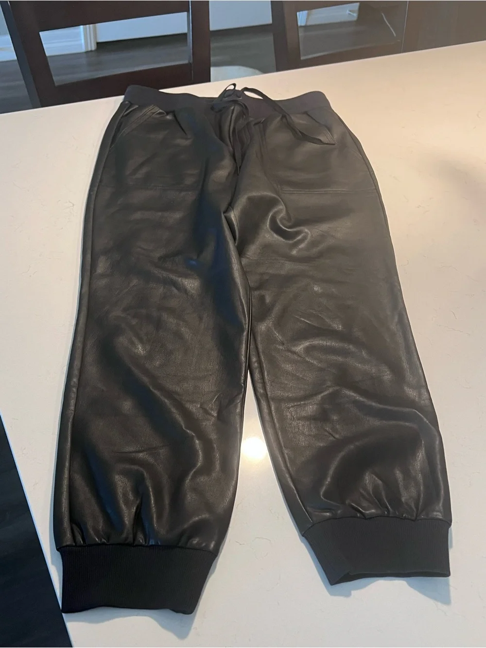 Splendid Black Faux Leather Jogger Pants size L - Picture 2 of 10